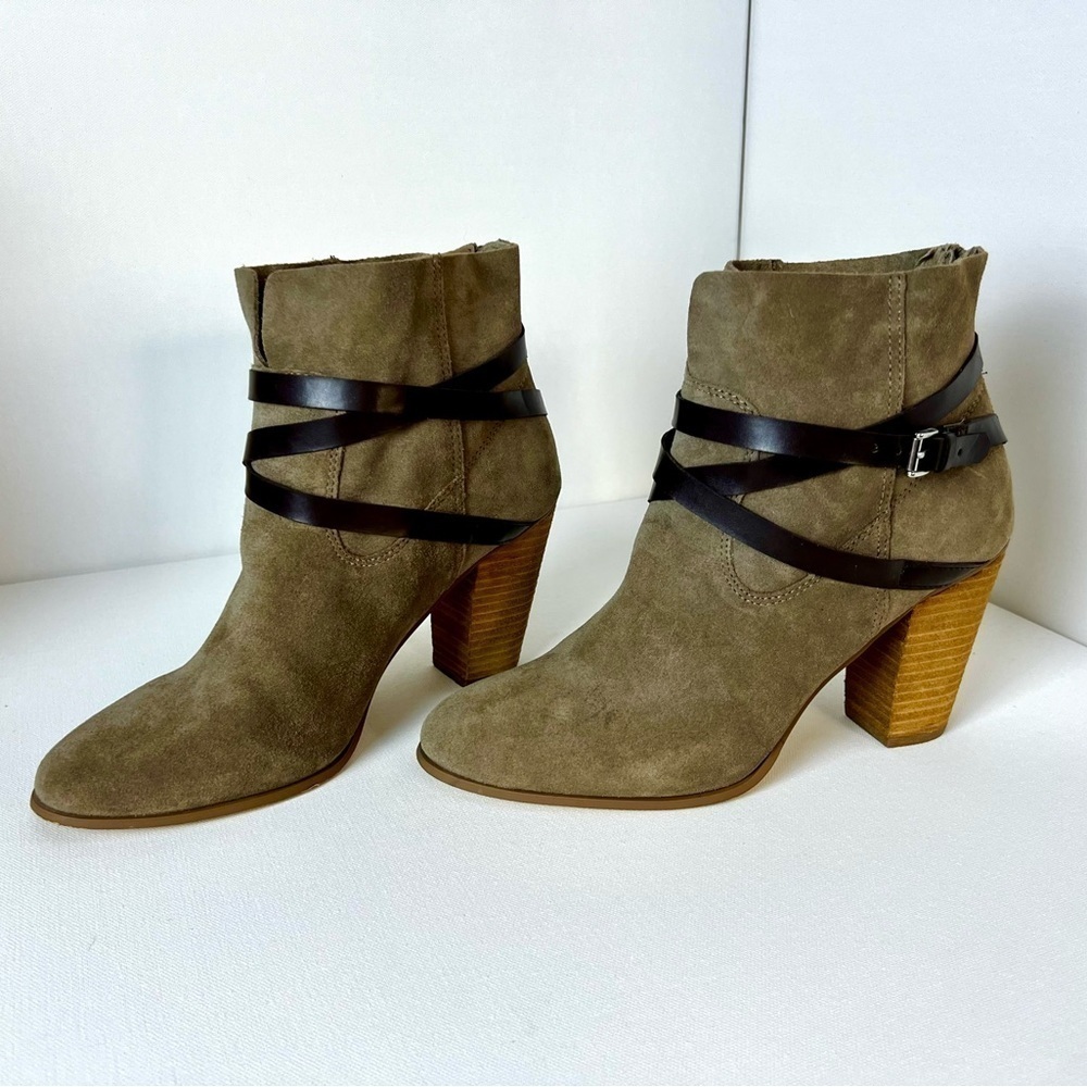 Carlos By Carlos Santana Miles Chunky Heel Leather Ankle Boots Size 10 - Picture 2 of 7